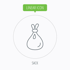Burlap sack icon. Textile bag sign.