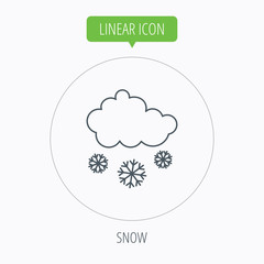 Snow icon. Snowflakes with cloud sign.