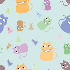 Cats family seamless texture