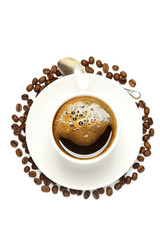 Top view of a cup of coffee