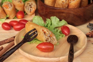 Fried spring rolls traditional for appetizer food.