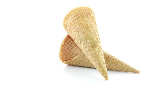 Wafer cones on white background.