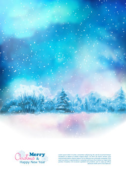Vector Watercolor Winter Christmas Flyer