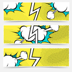 Modern pop art style divided header set