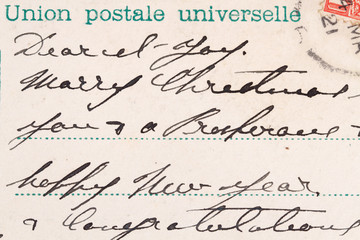 Postcard with characteristic handwriting