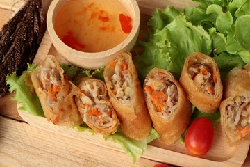 Fried spring rolls traditional for appetizer food.
