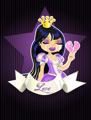 Crying gothic princess with a broken heart - poster