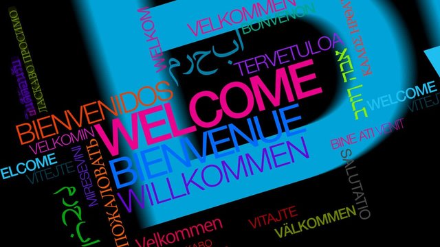 Welcome international greetings worldwide bienvenue willkommen benvenuto bienvenido words tag cloud text 