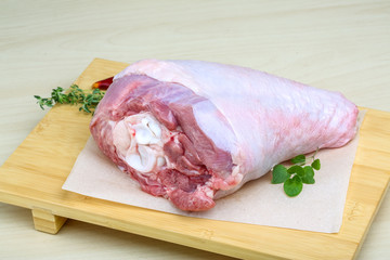 Raw turkey leg