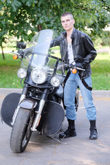 Fototapeta na wymiar Portrait of a nonconformist motorcyclist
