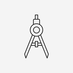 Stationery compasses line icon