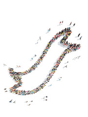 people in the shape of ribbons.