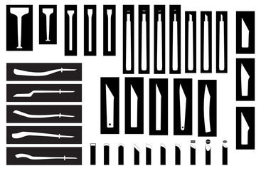 chisel number two/vector graphic of the shadow of chisels