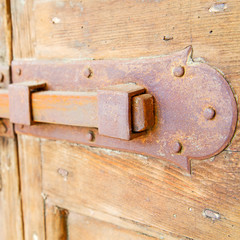 europe old in  italy  antique close brown door and rusty lock  c