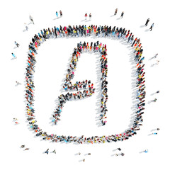 people in the shape of letters.