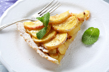 Delicious apple tart on a plate