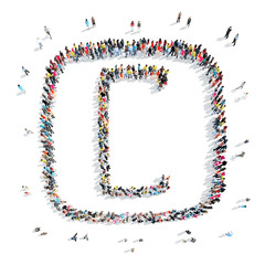 people in the shape of letters.