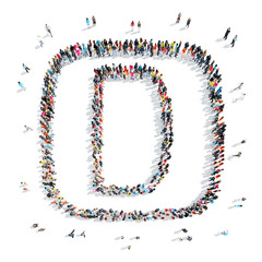 people in the shape of letters.