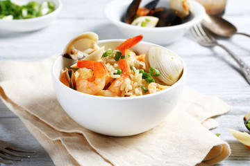Delicious rice with seafood