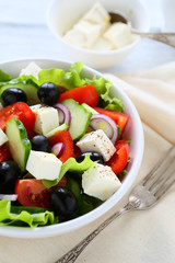 fresh salad in bowl, food