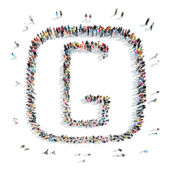 people in the shape of letters.