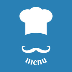 Big chef hat with mustache vector illustration.