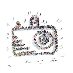 people in the shape of a camera.