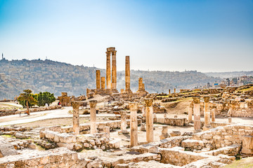 Amman Citadel in Amman, Jordan.  - obrazy, fototapety, plakaty