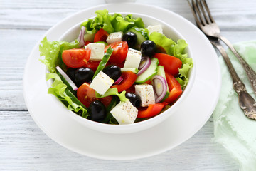 Greek salad in bowl