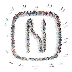 people in the shape of letters.