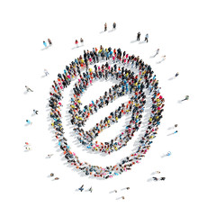 people in the form of an abstract symbol.