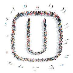 people in the shape of letters.