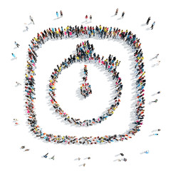 people in the shape of a stopwatch.