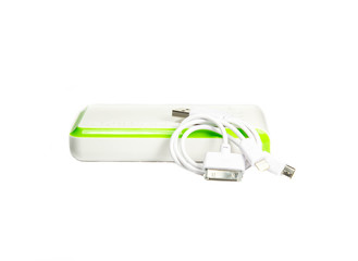 White power bank and USB Cable