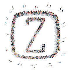 people in the shape of letters.