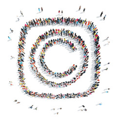 people in the shape of letters.