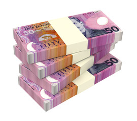 New Zealand currency isolated on white background. Computer generated 3D photo rendering.