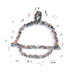 people in the shape of a cap.