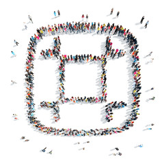 people in the form of an abstract symbol.