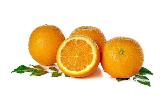 ripe orange on white background