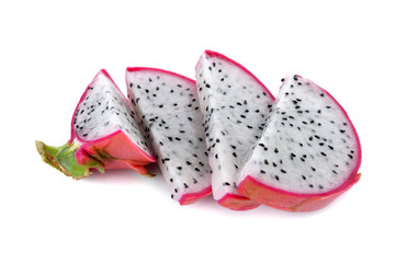 Sliced Dragon Fruit on white background