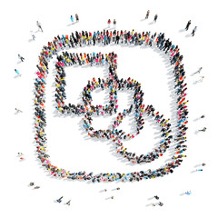 people in the form of an abstract symbol.