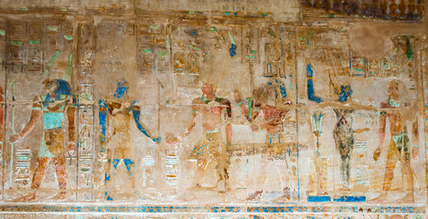 Wall Paintings in Temple of Hatshepsut in Egypt © Marek Poplawski