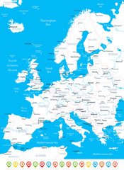Europe map - highly detailed vector illustration.