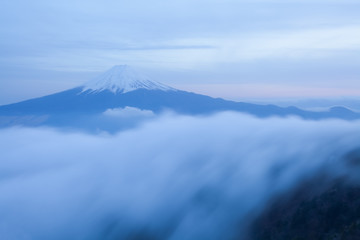 Top of Mountain Fuji and cloud seen from Top of Mountain mitsutoge