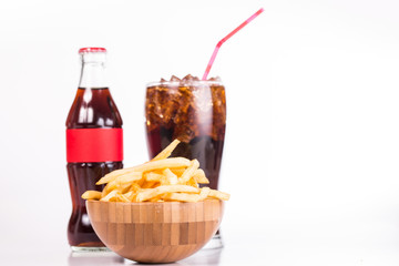 Coke water and french fry