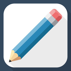 Pencil flat icon with long shadow