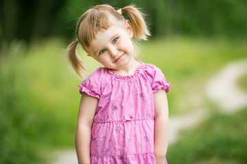 Cute little girl on the meadow 