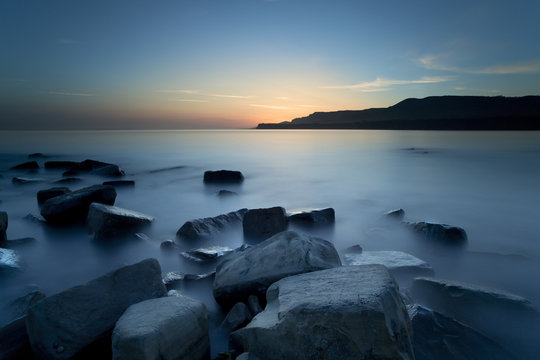 Smooth sea and sunset