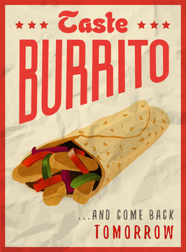 Mexican burrito poster design concept